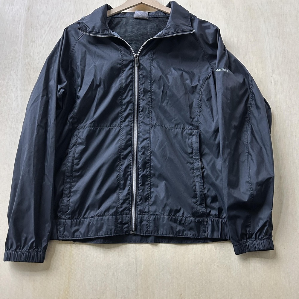Columbia Jacket Mens Large Black Omni-Shield Hooded Windbreaker‎ Lightweight
